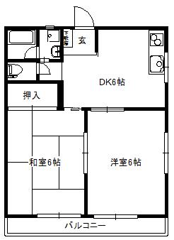 瀬戸ハイツ(2DK/3階)の間取り写真