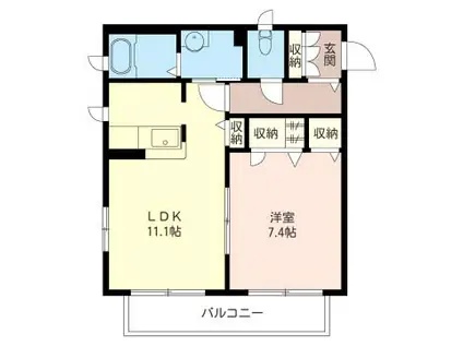 アーバンハイツ弐番館(1LDK/1階)の間取り写真