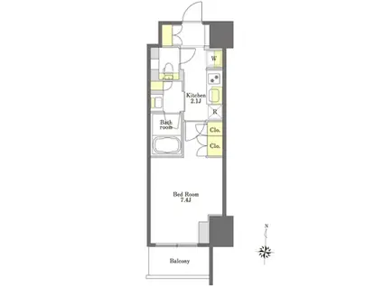 プライムメゾン市谷山伏町(1K/1階)の間取り写真