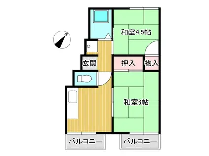 プレジール渡辺(2K/1階)の間取り写真