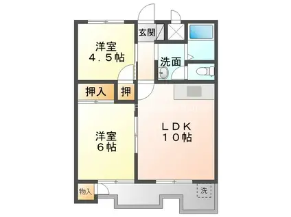 ヴィレッジ杉田A(2LDK/3階)の間取り写真