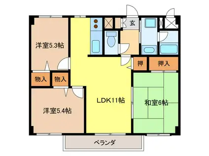 ルネッサンス犬塚(3LDK/3階)の間取り写真