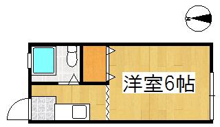 VENT VERT A棟(1K/1階)の間取り写真