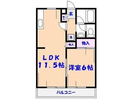 ハイツ雅野(1LDK/2階)の間取り写真