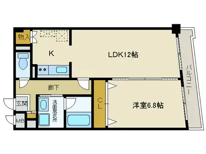 ウイングスKR(1LDK/2階)の間取り写真