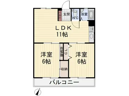 大村マンション(2LDK/1階)の間取り写真