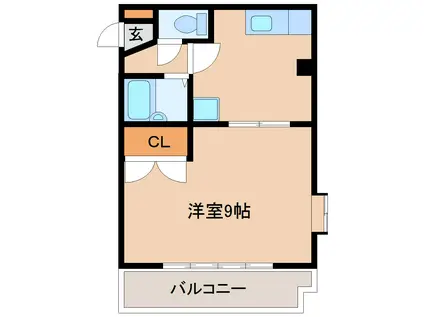 セトル室園(1DK/2階)の間取り写真