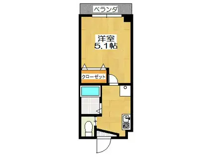 浅香ハウス(1K/2階)の間取り写真