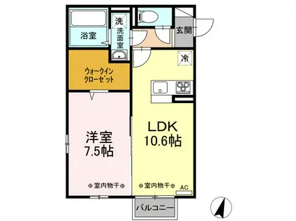 ザンスカール 206(1LDK/2階)の間取り写真