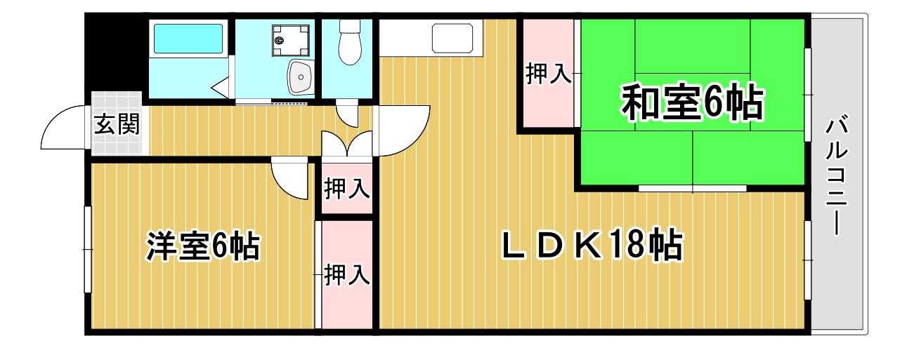 グランジュール淀川(2LDK/4階)の間取り写真