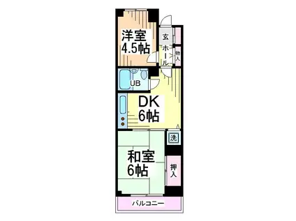武蔵野第2パークマンション(2DK/2階)の間取り写真
