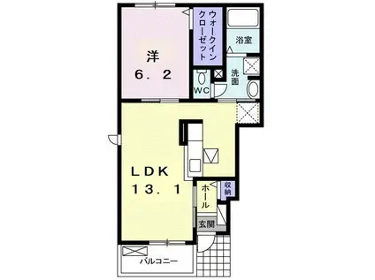 ホープ II(1LDK/1階)の間取り写真