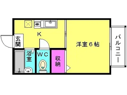 サングリーン別府(1K/1階)の間取り写真