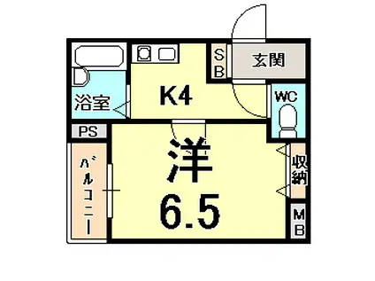 グランシャリオ栗原(1K/1階)の間取り写真