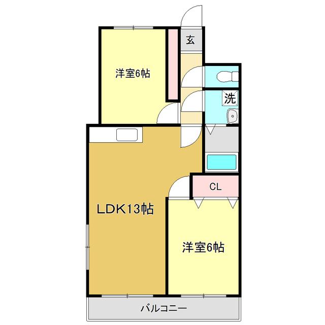 ポラリス高須新町II(2LDK/1階)の間取り写真