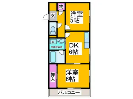 パラシオ小島(2DK/4階)の間取り写真