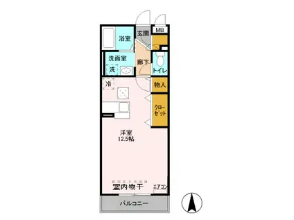 エスペランサ(ワンルーム/3階)の間取り写真