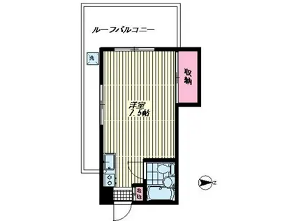 浅野ビル(ワンルーム/3階)の間取り写真