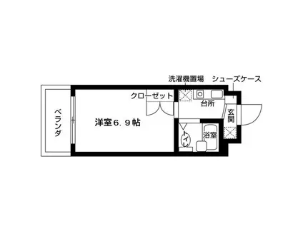 アーバンクレスト岳見(ワンルーム/1階)の間取り写真