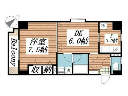 サンアーバン目黒(1DK/7階)の間取り写真