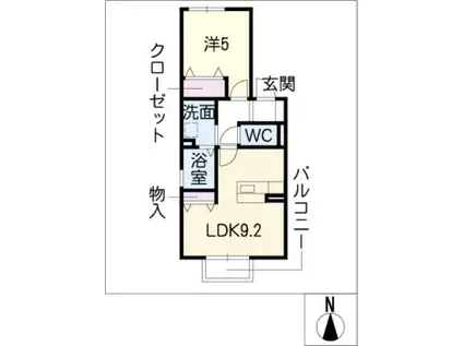 地下鉄鶴舞線 原駅(愛知) 徒歩10分 2階建 築17年(1LDK/2階)の間取り写真