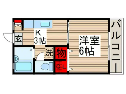 富士美ハイツ(1K/1階)の間取り写真