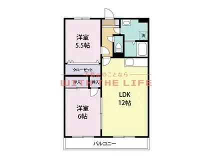グリーンヒルズ津福(2LDK/4階)の間取り写真
