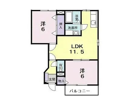 ニューカームI(2LDK/1階)の間取り写真