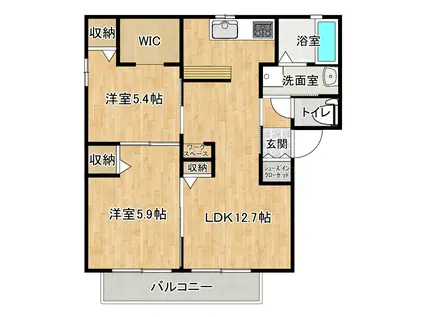 メイプルハイツA棟(2LDK/1階)の間取り写真