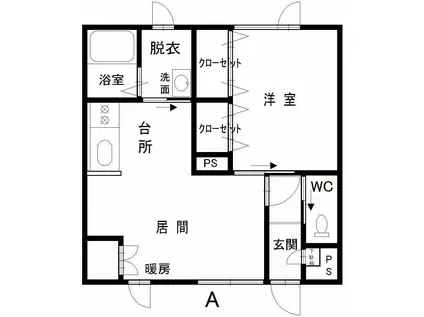 リッチハウスNO.2(1DK/1階)の間取り写真