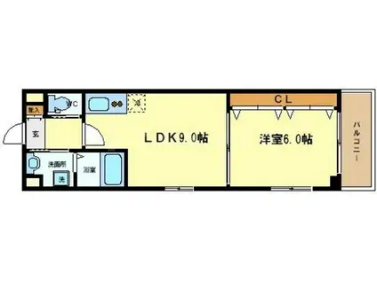 ビエラ江戸堀(1DK/5階)の間取り写真