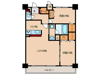 セノアタワー新大阪(2LDK/11階)の間取り写真