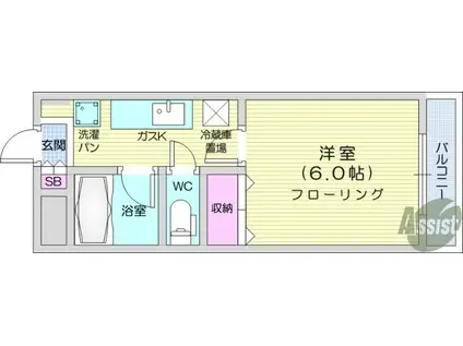 AIN DAINOHARA(1K/3階)の間取り写真