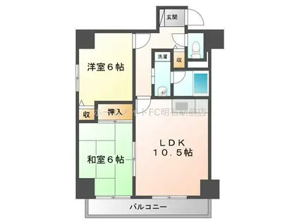 ウィステリア明石(2LDK/6階)の間取り写真