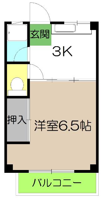 北本町ハイツ(1K/3階)の間取り写真