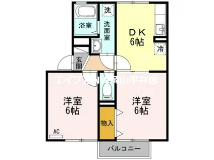 デューク富士見町A棟(2DK/1階)の間取り写真