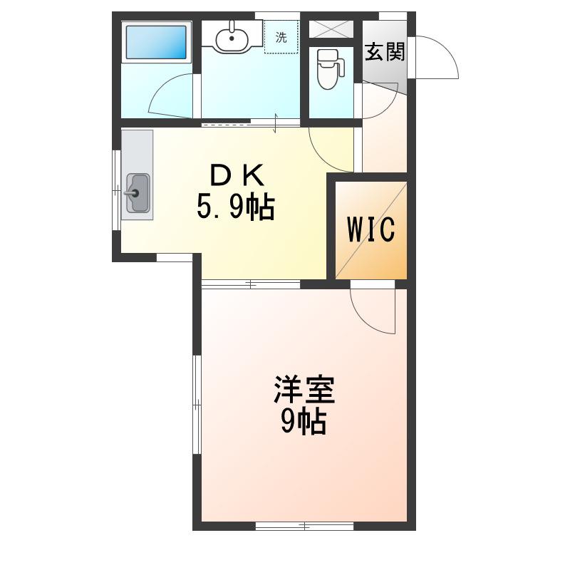 クレスト青柳(1DK/1階)の間取り写真