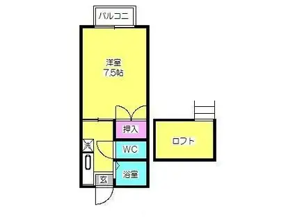 アートインウイングハウスI(1K/2階)の間取り写真