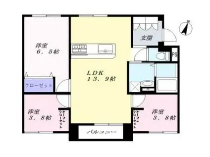 SUBURB TERRACE黒崎新町(3LDK/1階)の間取り写真