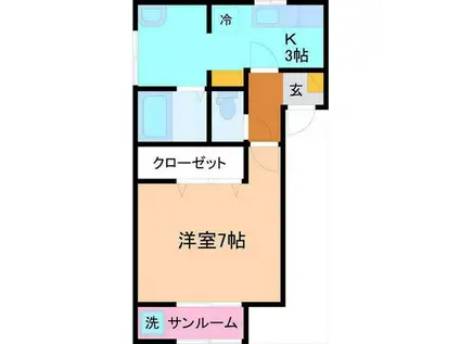 パル・パティオK(1K/2階)の間取り写真