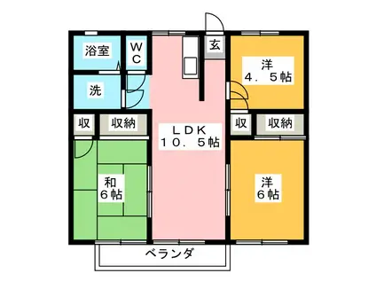 シティハイムリバティB(3LDK/2階)の間取り写真