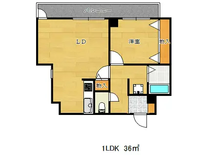 サンコーラフィーネ三宮(1LDK/7階)の間取り写真