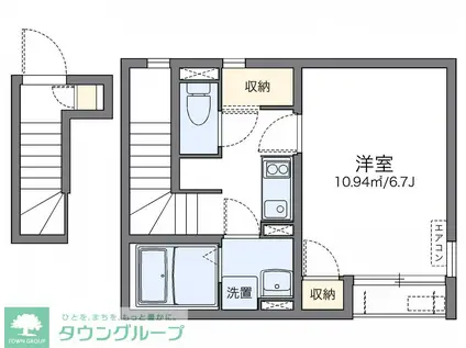 レオネクストエーリラフトリー(1K/2階)の間取り写真