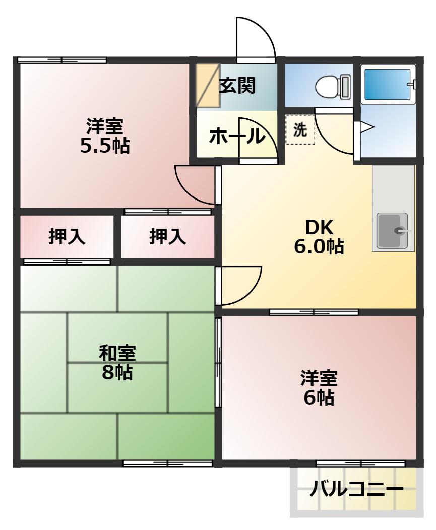 クロスロード(3DK/1階)の間取り写真