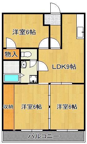 シティフォレスト海老津(3DK/3階)の間取り写真