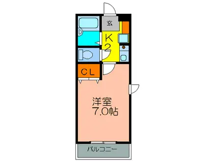 サンライズ花屋敷(1K/3階)の間取り写真