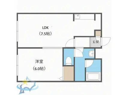 ミラージュ円山(1LDK/4階)の間取り写真