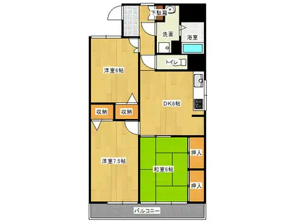 レジデンス一宮(3DK/2階)の間取り写真