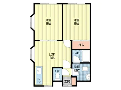 サティオミヤザキ(2DK/1階)の間取り写真