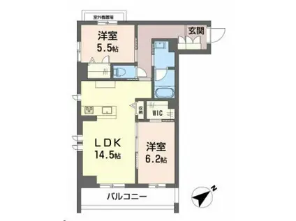 CLASSEUM連坊III(2LDK/2階)の間取り写真